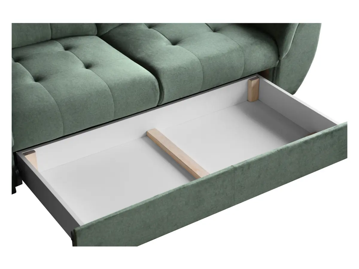 Sofá de dos plazas Doria con arcón de terciopelo verde