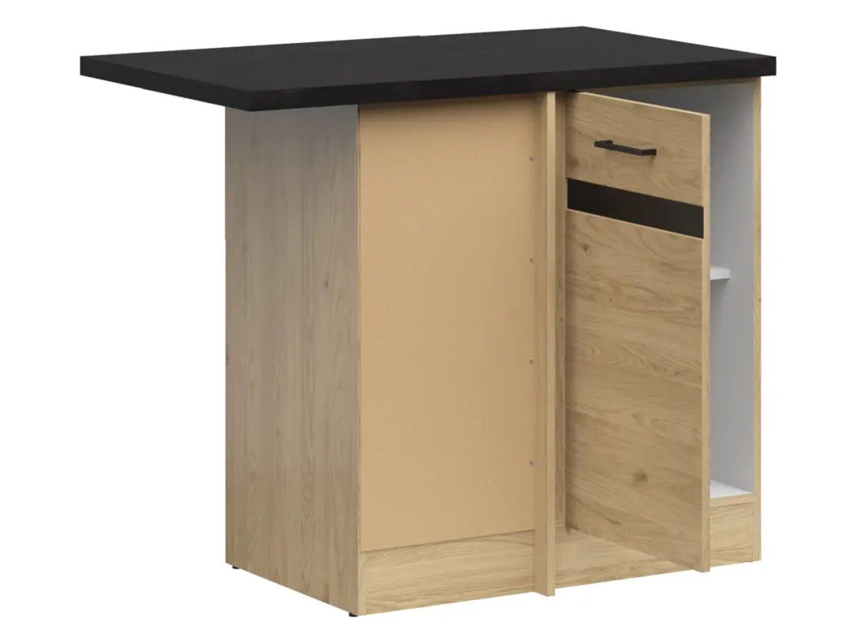 Mueble de cocina bajo de esquina Junona Line izquierdo roble bernstein con encimera ocupa rincón 100x60 cm
