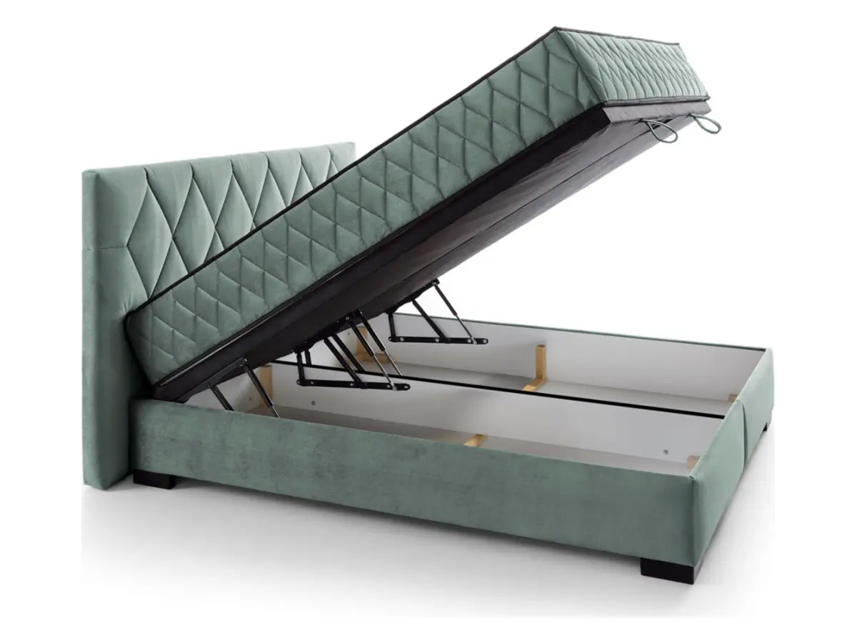 Cama continental Reve 180x200 con arcón verde claro