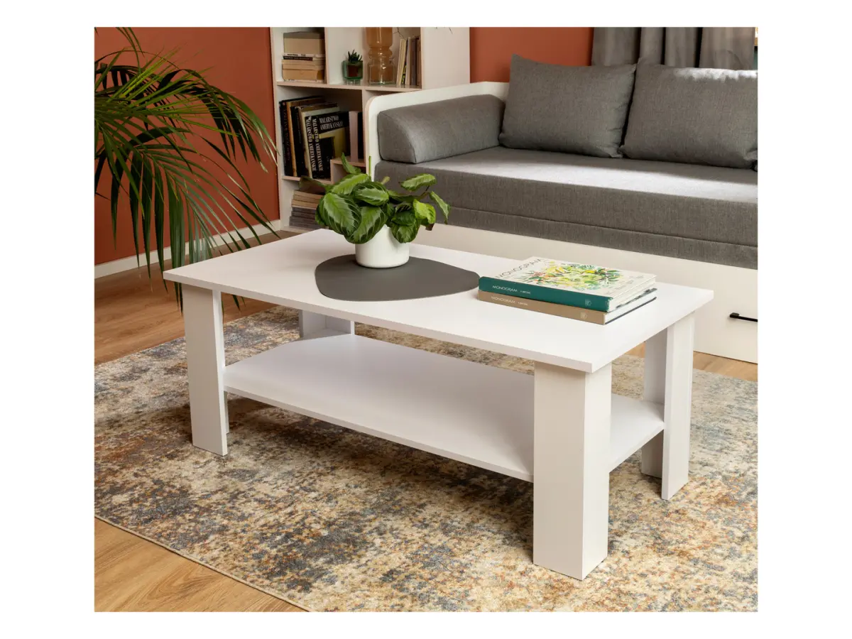 Ława Nepo Plus 115x56 z półką biała