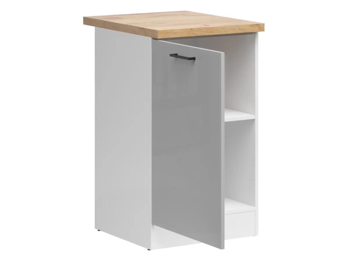 Mueble de cocina bajo Junona Line 50 cm gris claro brillo con encimera