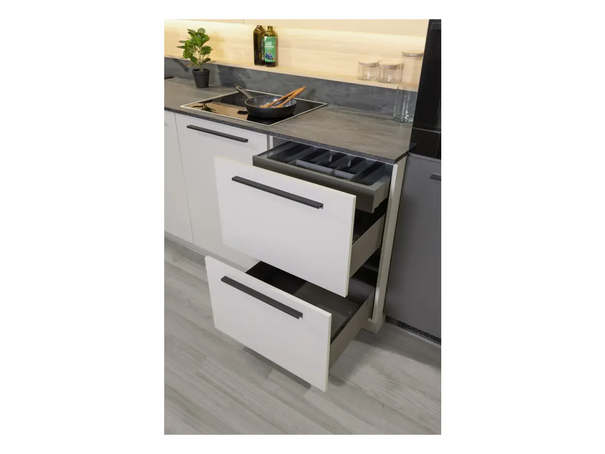 Conjunto de cocina Milino Medium B 332 cm gris/roble con encimera