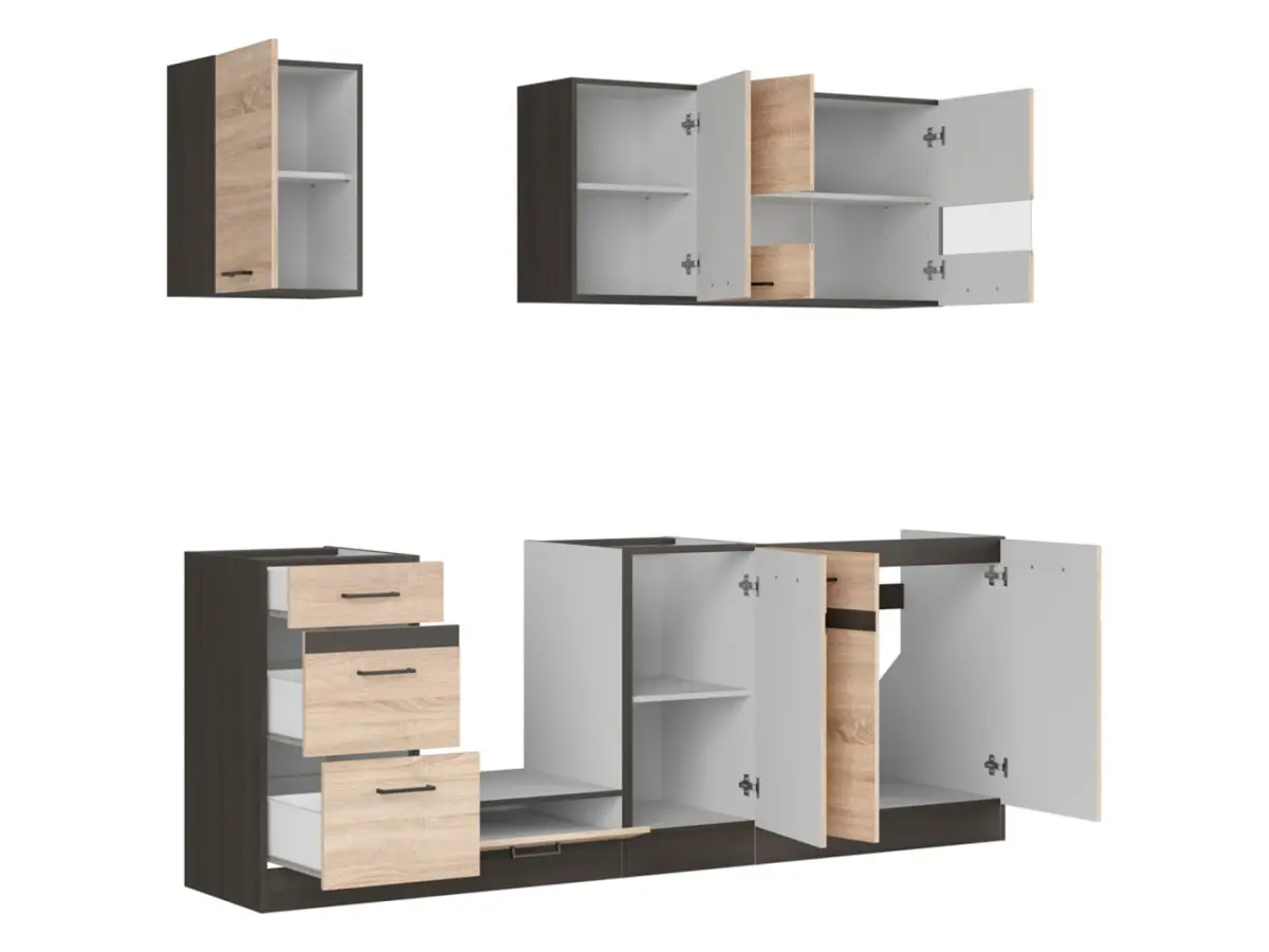 Conjunto de cocina Junona Line 220 cm roble sonoma con encimera