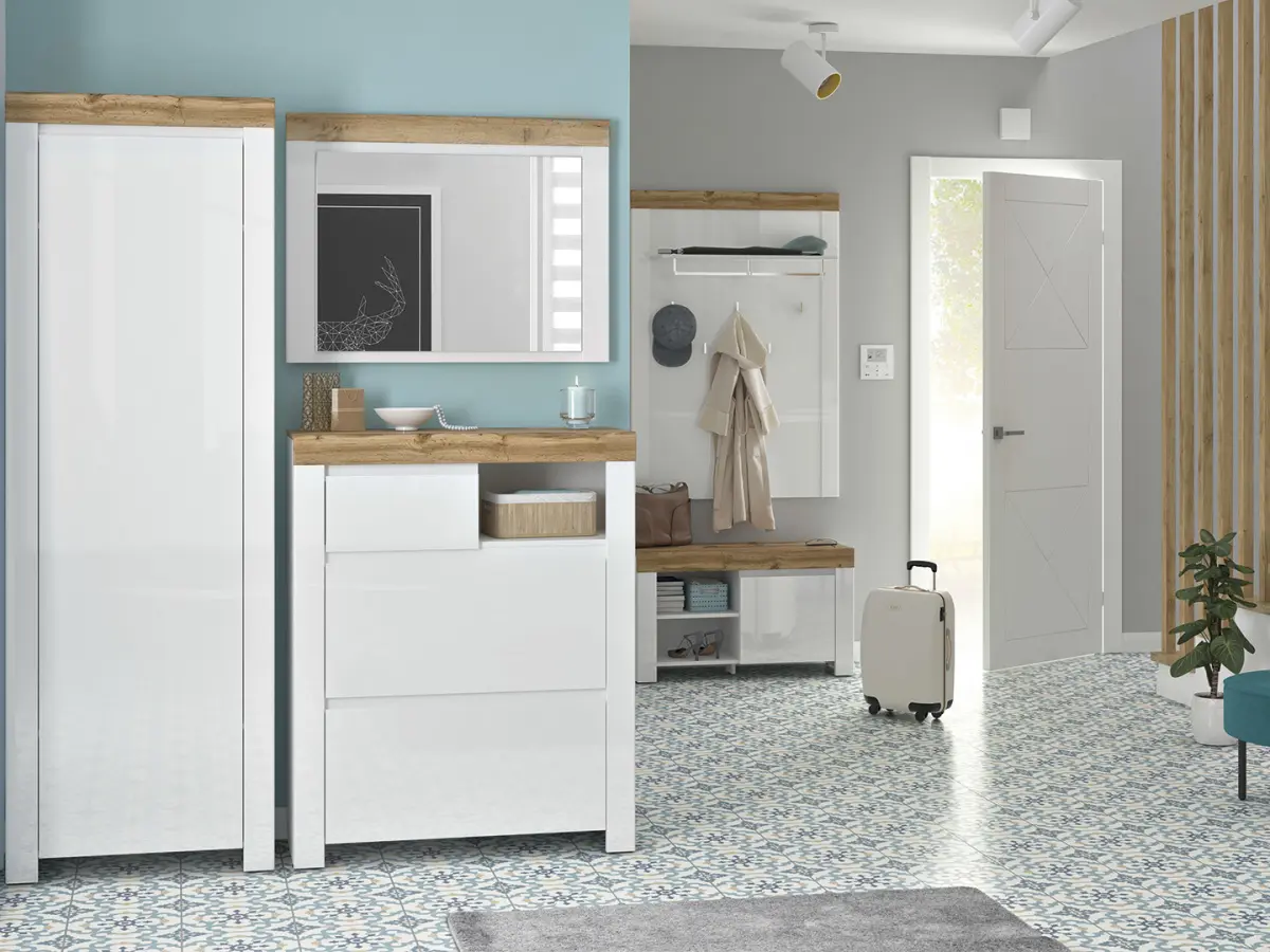 Estantería Holten 67 cm con puertas blanco brillo