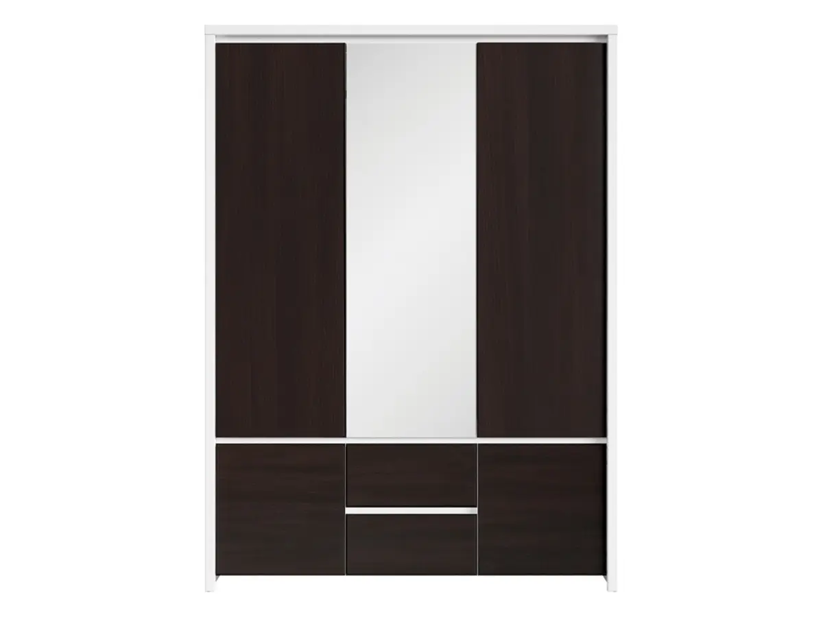 Szafa pięciodrzwiowa Kaspian 153 cm z lustrem i szufladami biała/wenge