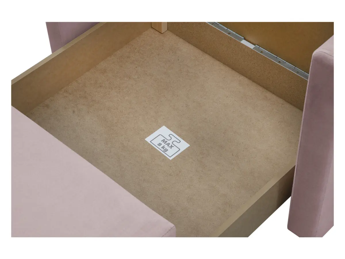 Sofá individual Bunio convertible con arcón rosa