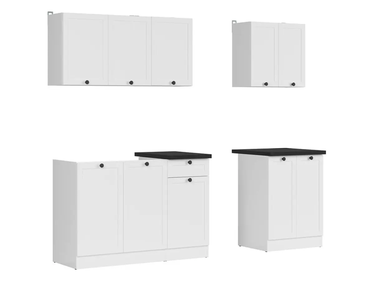 Conjunto de cocina Junona Line A 180 cm blanco con encimera