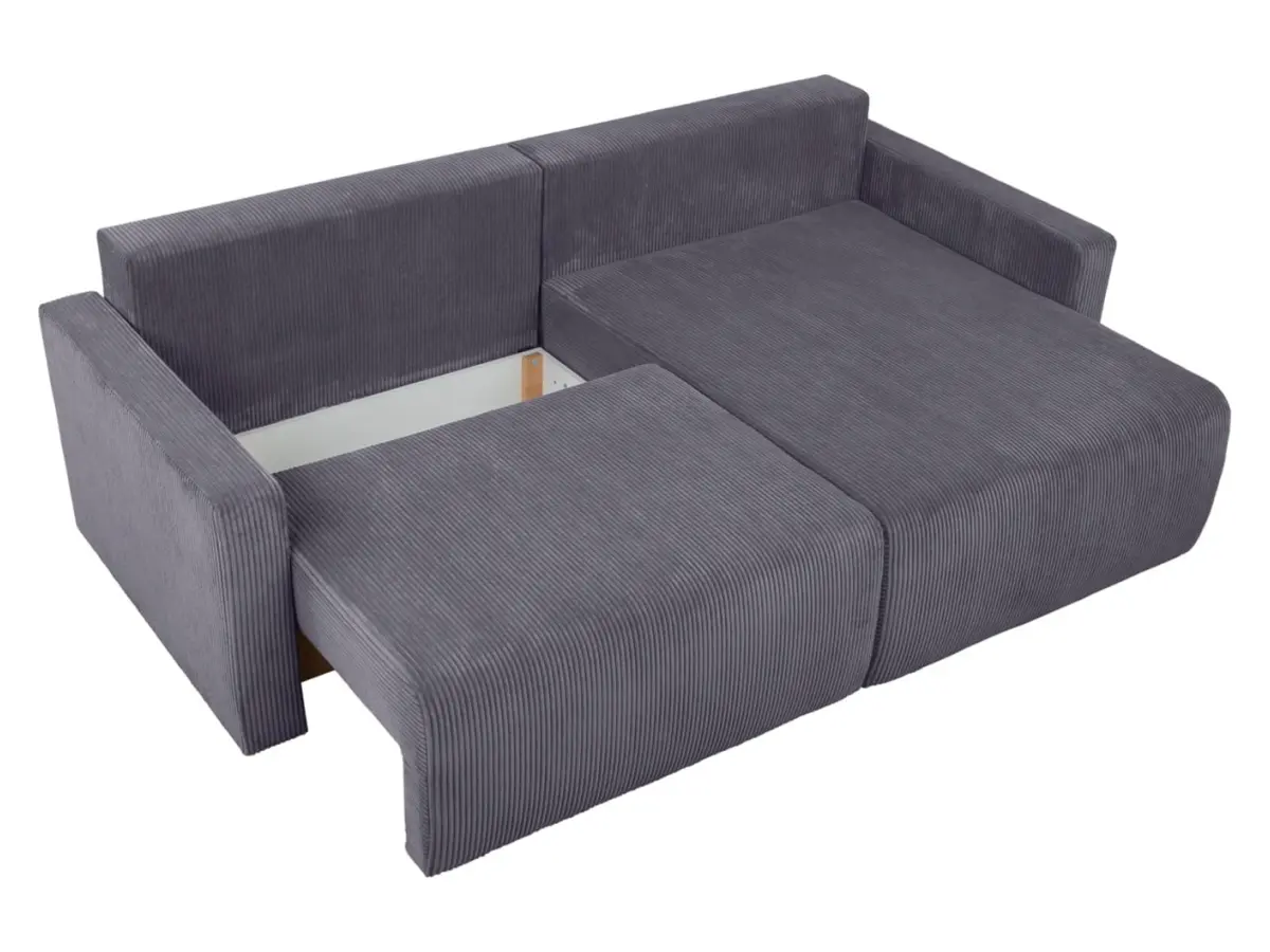 Универсальный угловой диван Rufio раскладной с ящиком вельветовый серый