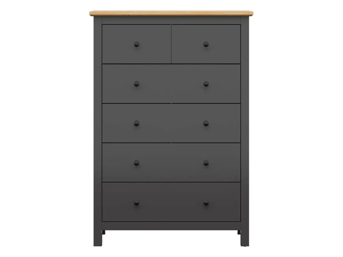 Cómoda Hesen 101 cm con 6 cajones grafito/roble artisan
