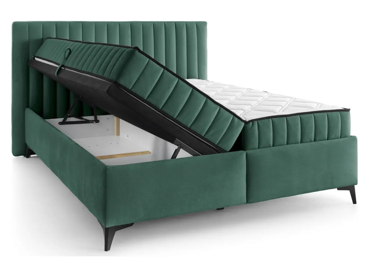 Cama continental Joy 160x200 con contenedores verde