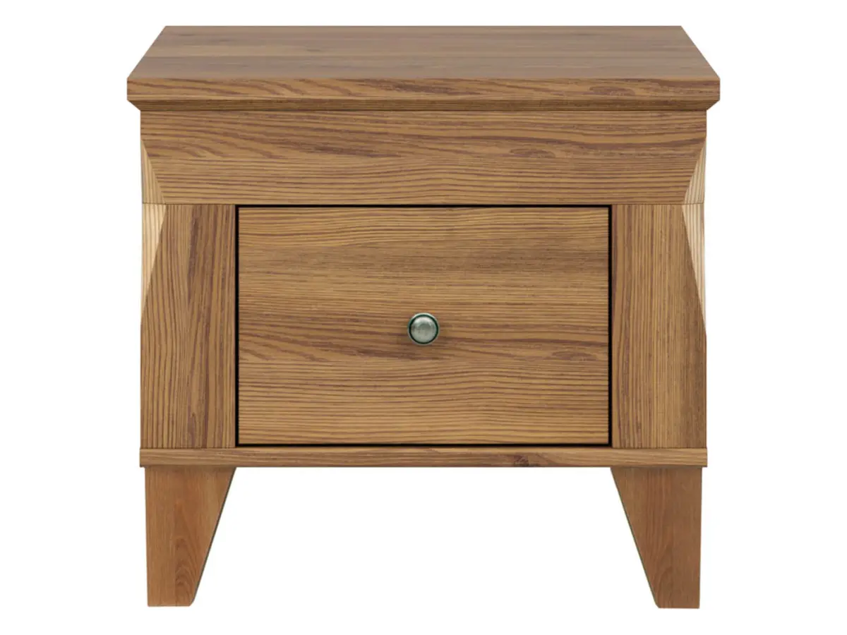Mesita de noche Bergen 50 cm con cajón alerce sibiu dorado