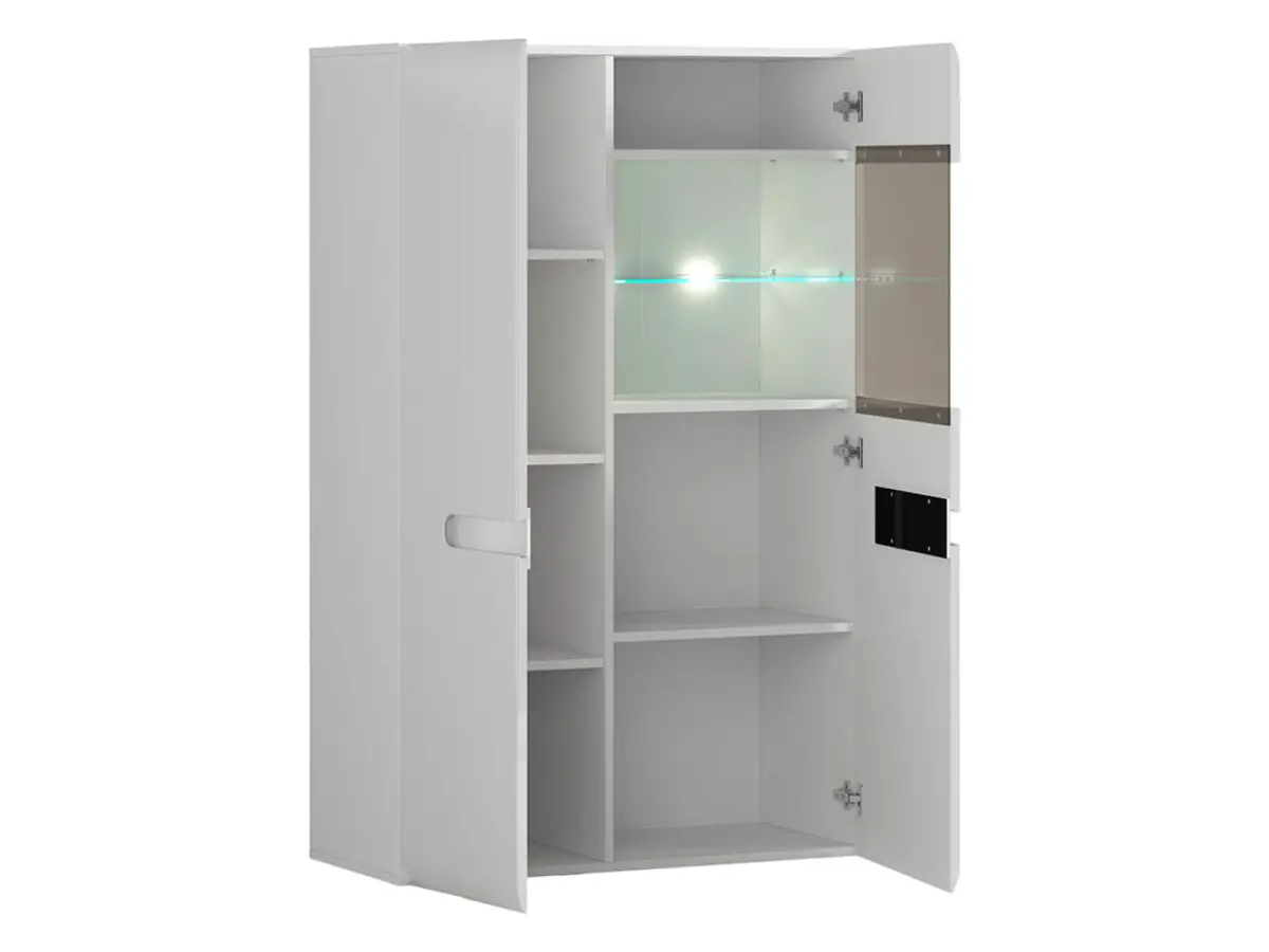 Vitrina Azteca Trio 90 cm con 2 puertas blanco brillo