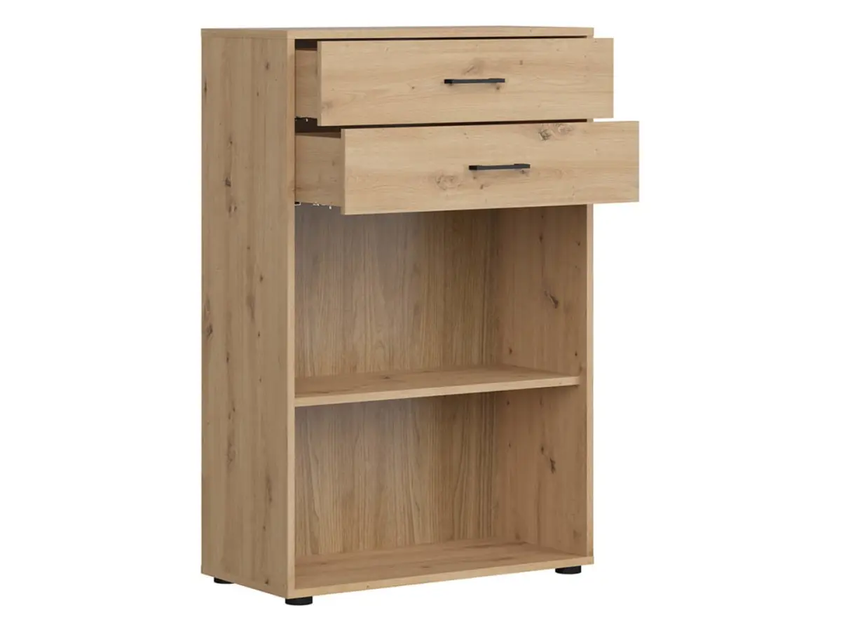 Estantería Space Office 80 cm con 2 cajones y 2 estantes roble artisan