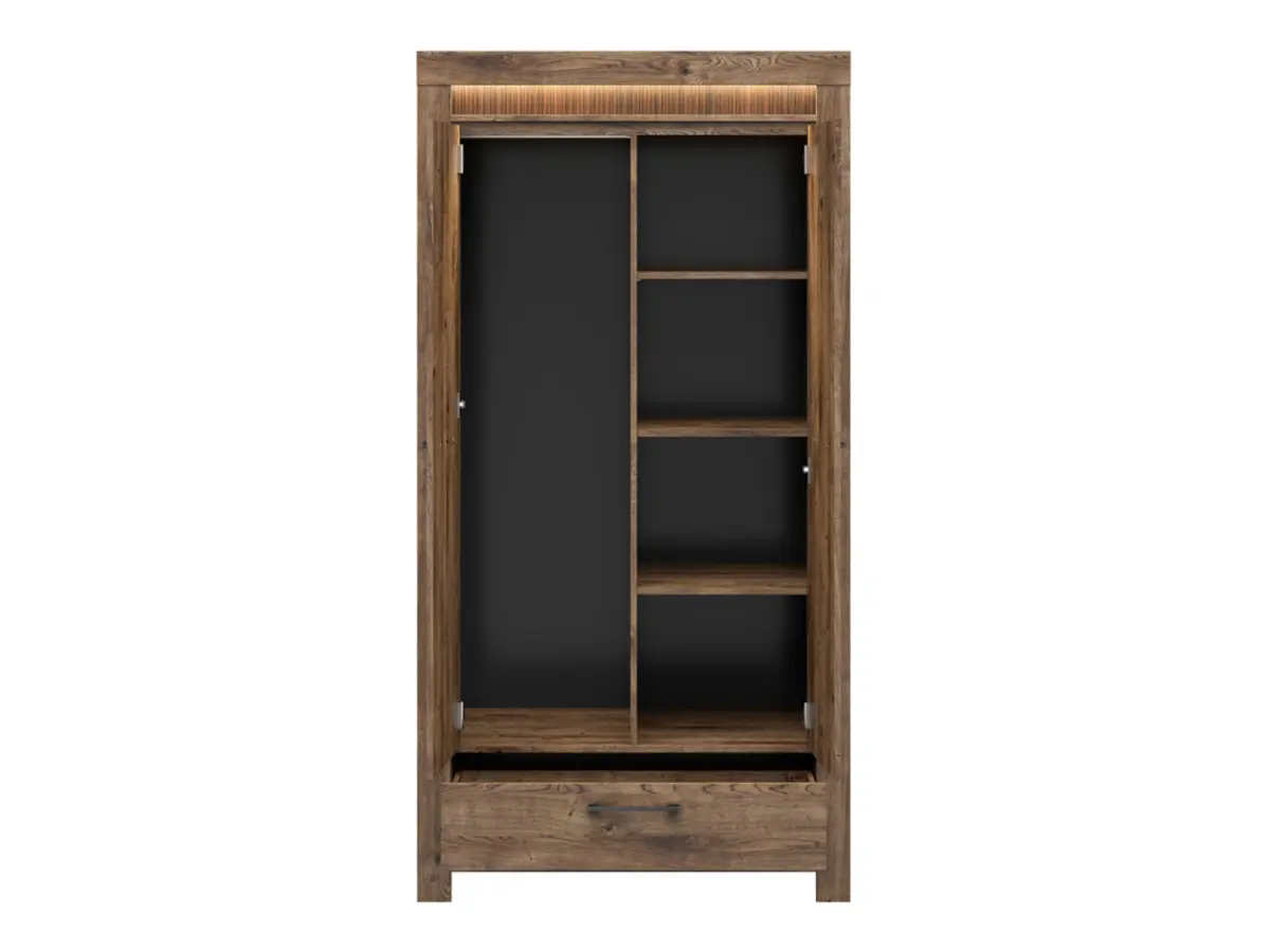 Armario de dos puertas Torin 102 cm con cajón roble ribbeck marrón