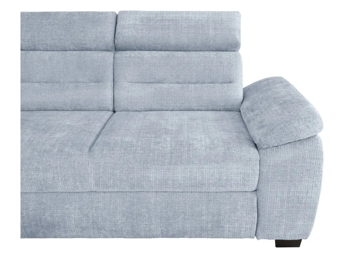 Sofá rinconera izquierdo Aguda convertible con arcón azul