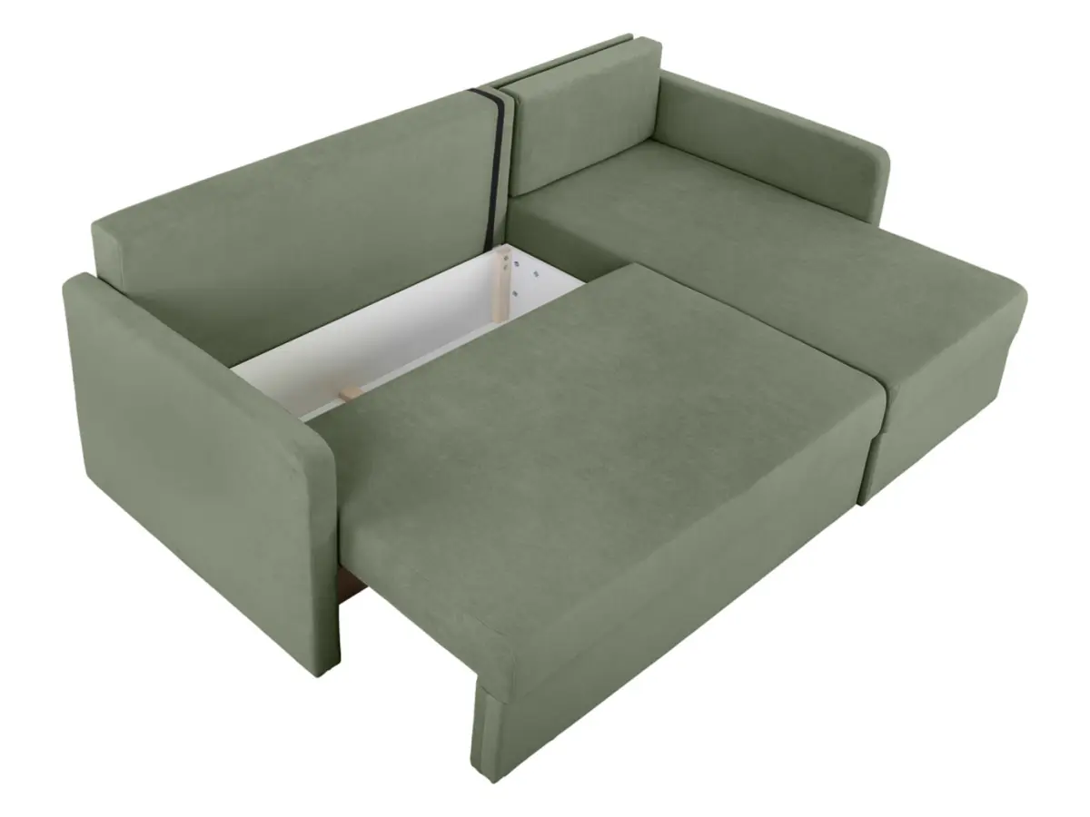 Sofá rinconera universal Imros convertible con arcón verde