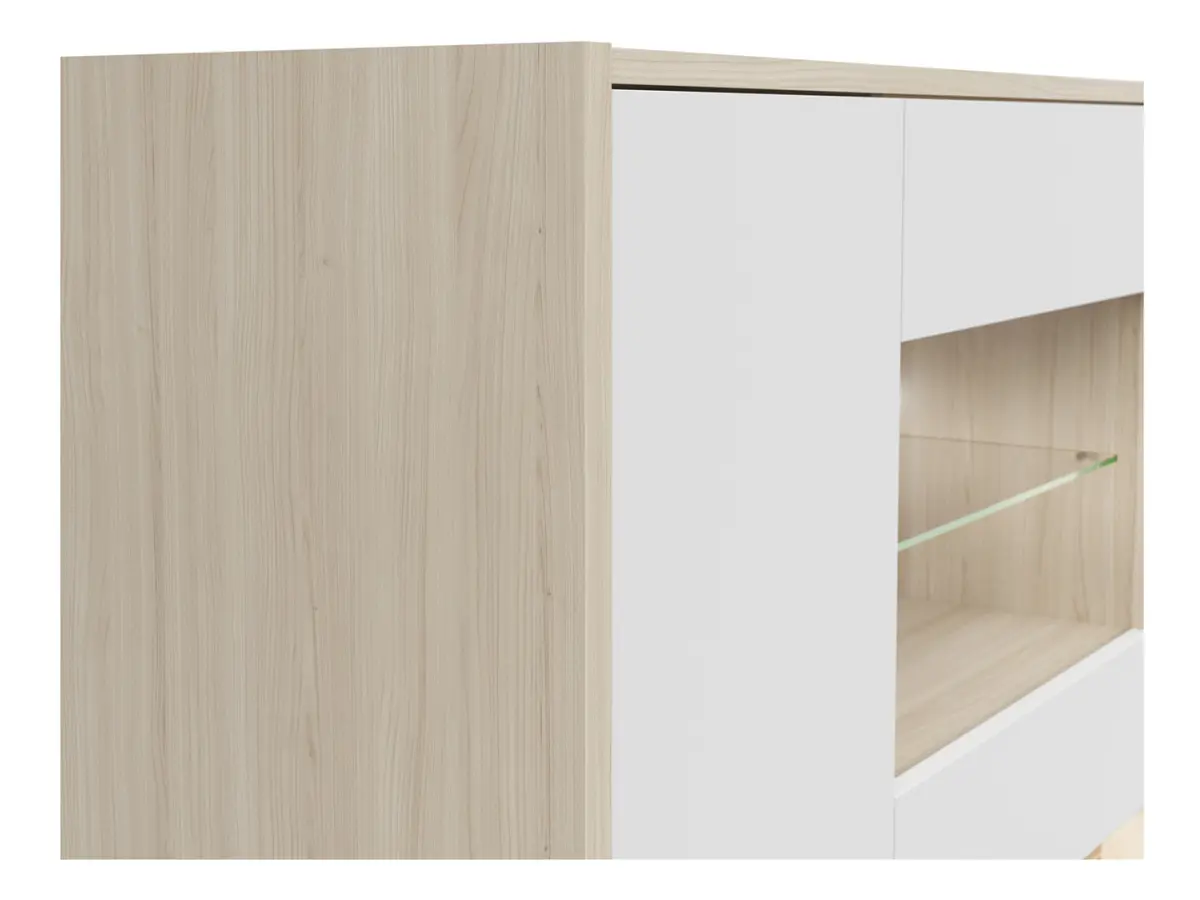 Vitrina Kim con 4 puertas roble riva claro/blanco