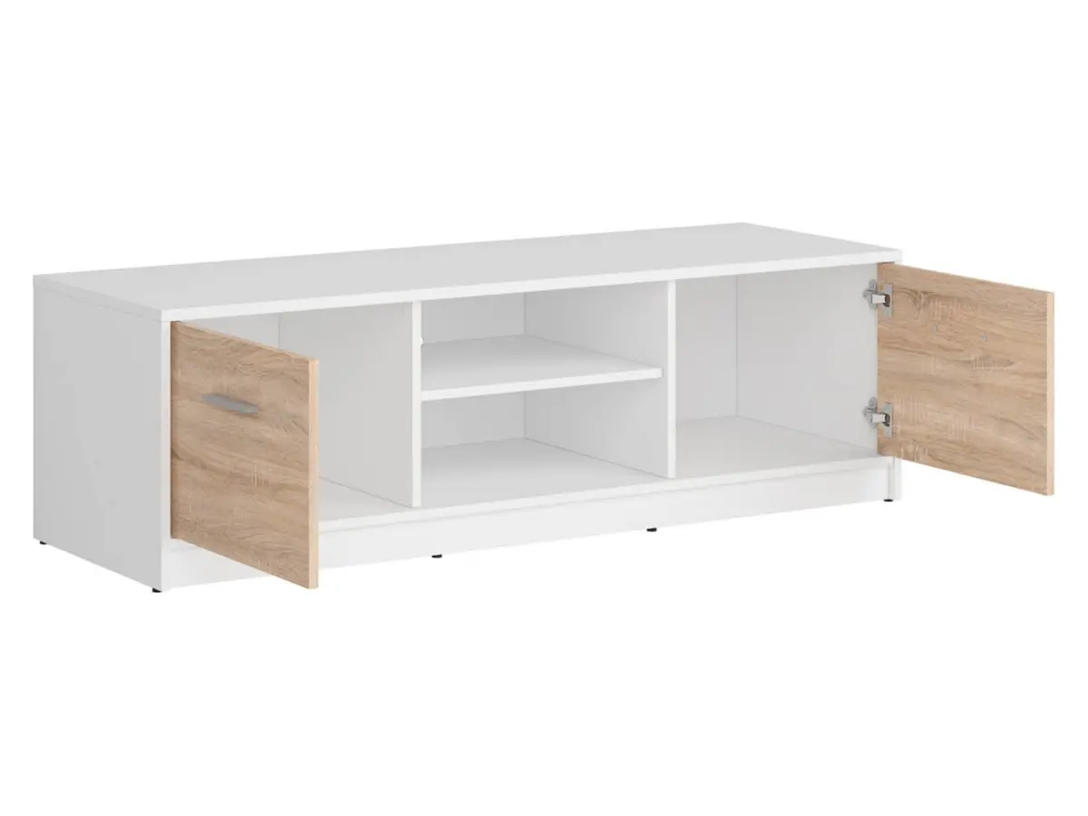 Mueble RTV Nepo Plus 138 cm con 2 puertas y estante blanco/roble sonoma