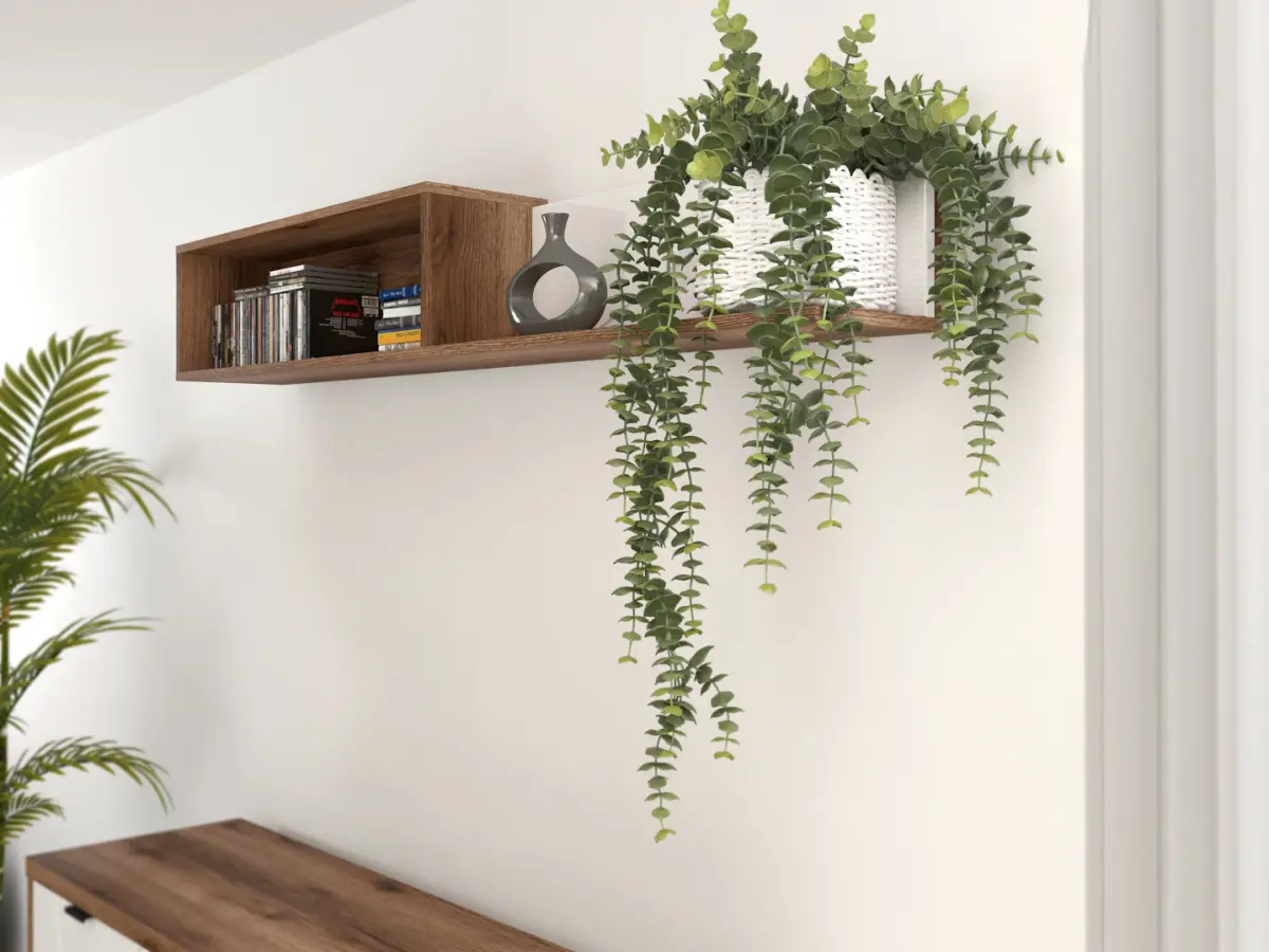 Estante de pared Forn 156 cm roble delano oscuro/blanco brillo