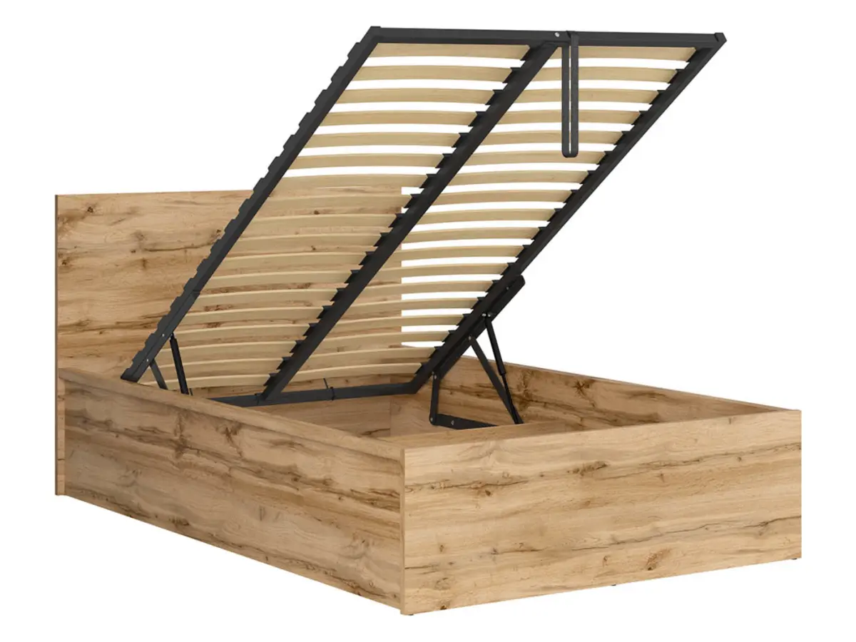 Cama Tetrix 120x200 con somier y contenedor roble wotan