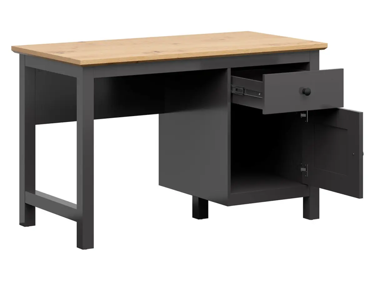 Escritorio Hesen 120 cm con puerta y cajón grafito