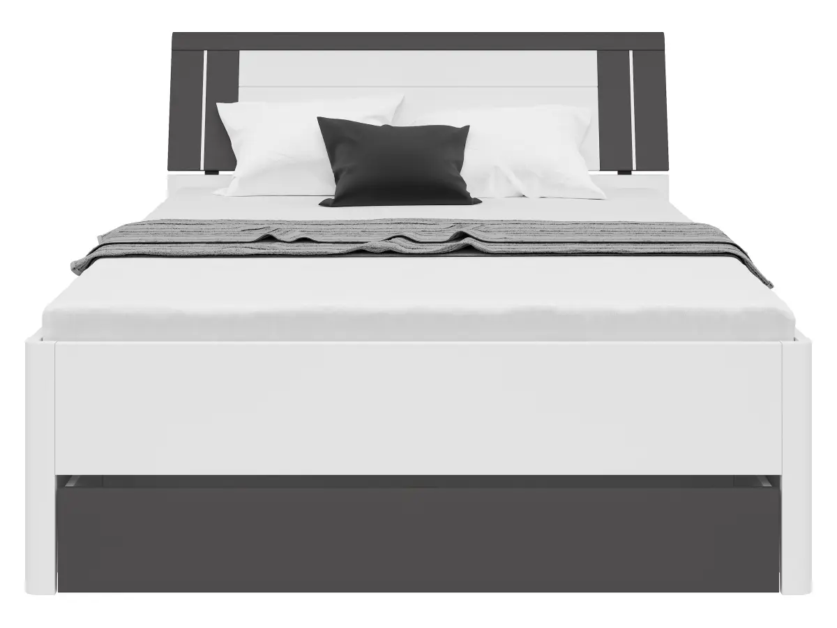 Кровать Saturn 140x200 с 3 ящиками белый/графит