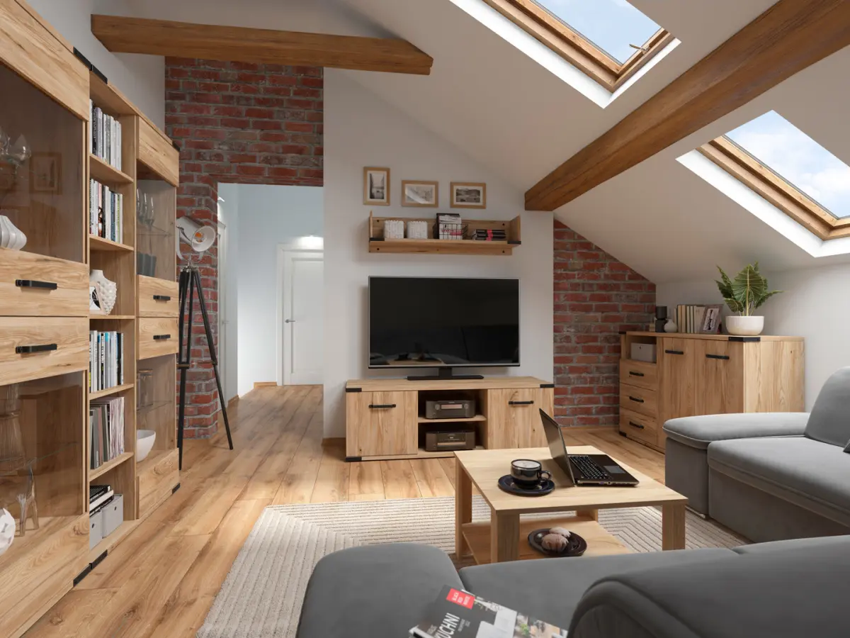 Mueble RTV Lara 150 cm con 2 puertas y estante fresno belarus