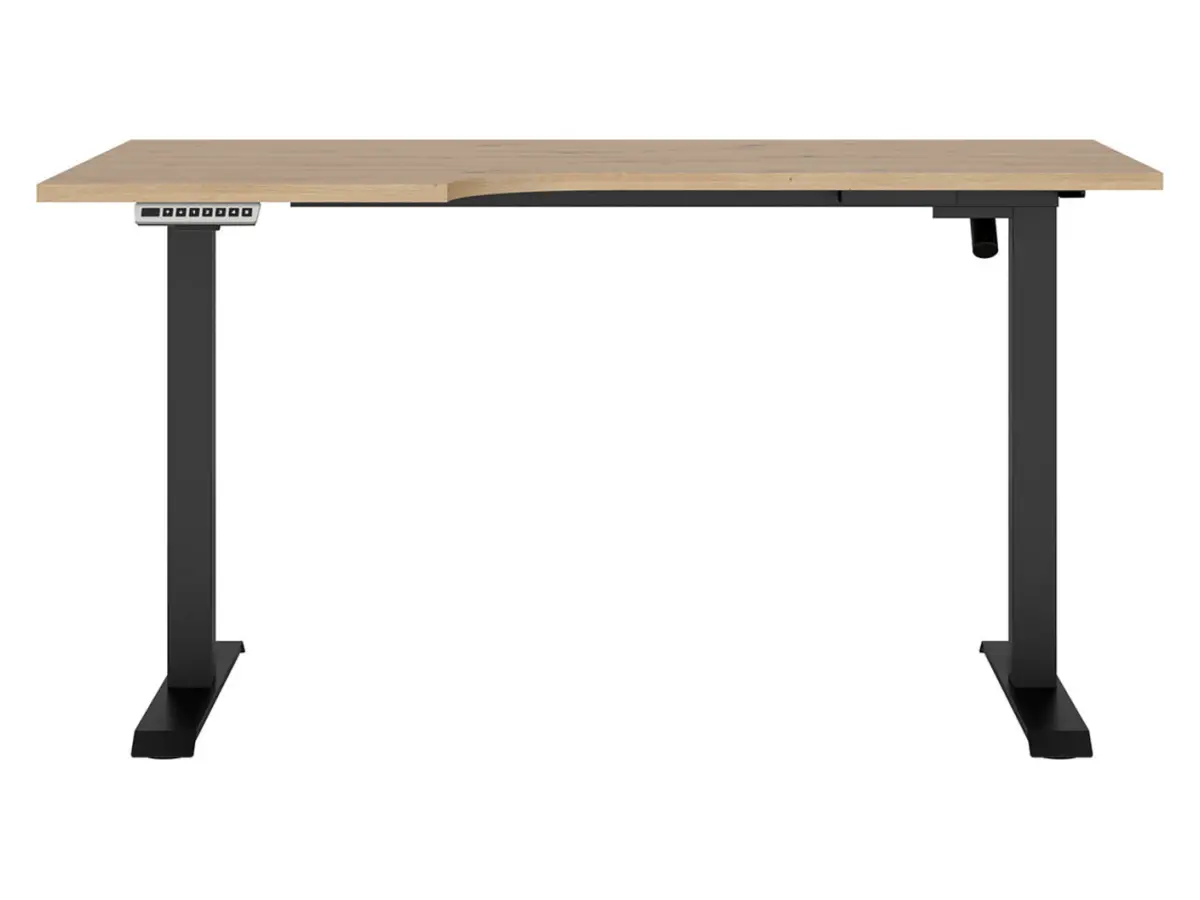 Escritorio de esquina con regulación eléctrica Space Office 140 cm izquierdo roble artisan