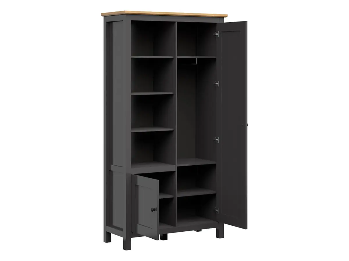 Estantería Hesen 106 cm con 2 puertas y 4 estantes grafito