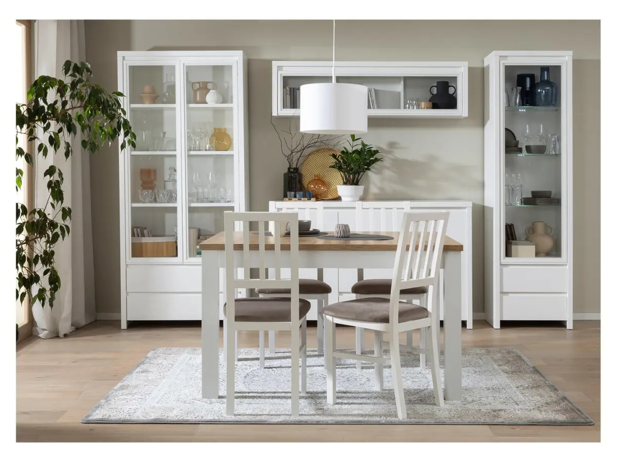 Vitrina Kaspian 56 cm con puertas y 2 cajones blanco