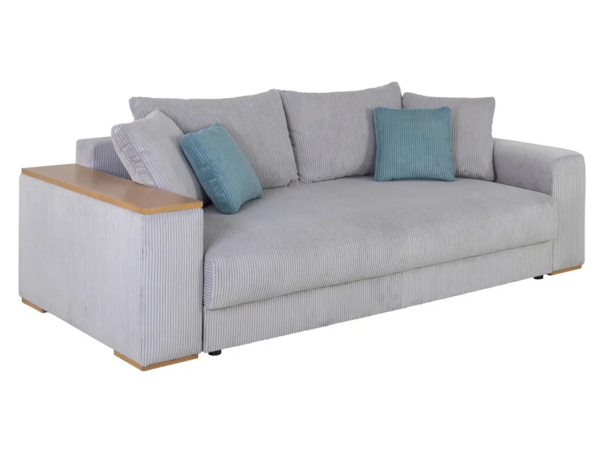 Sofá de tres plazas Peter cama con arcón de pana gris