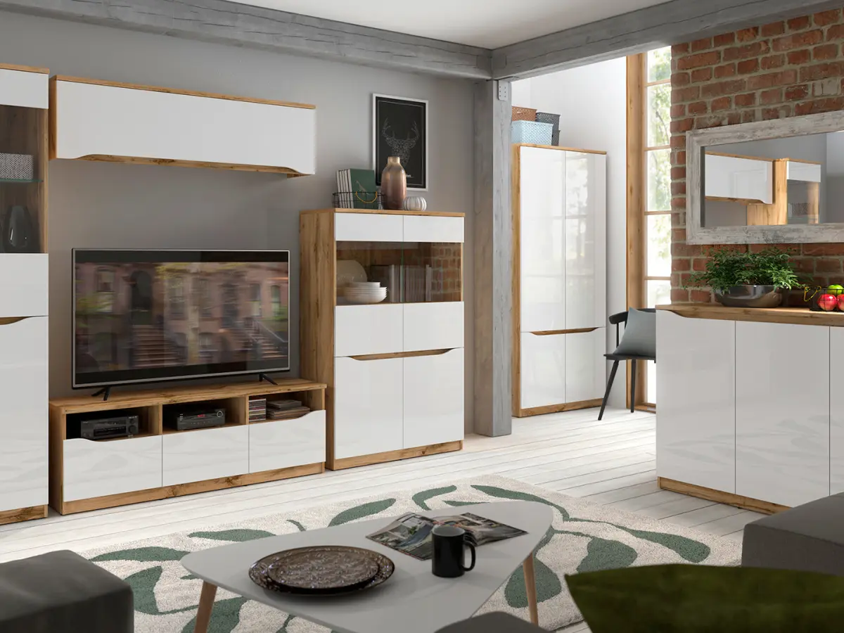 Mueble RTV Nuis 135 cm con 3 cajones roble wotan