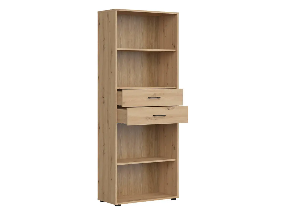 Estantería Space Office 80 cm con 2 cajones y 4 estantes roble artisan