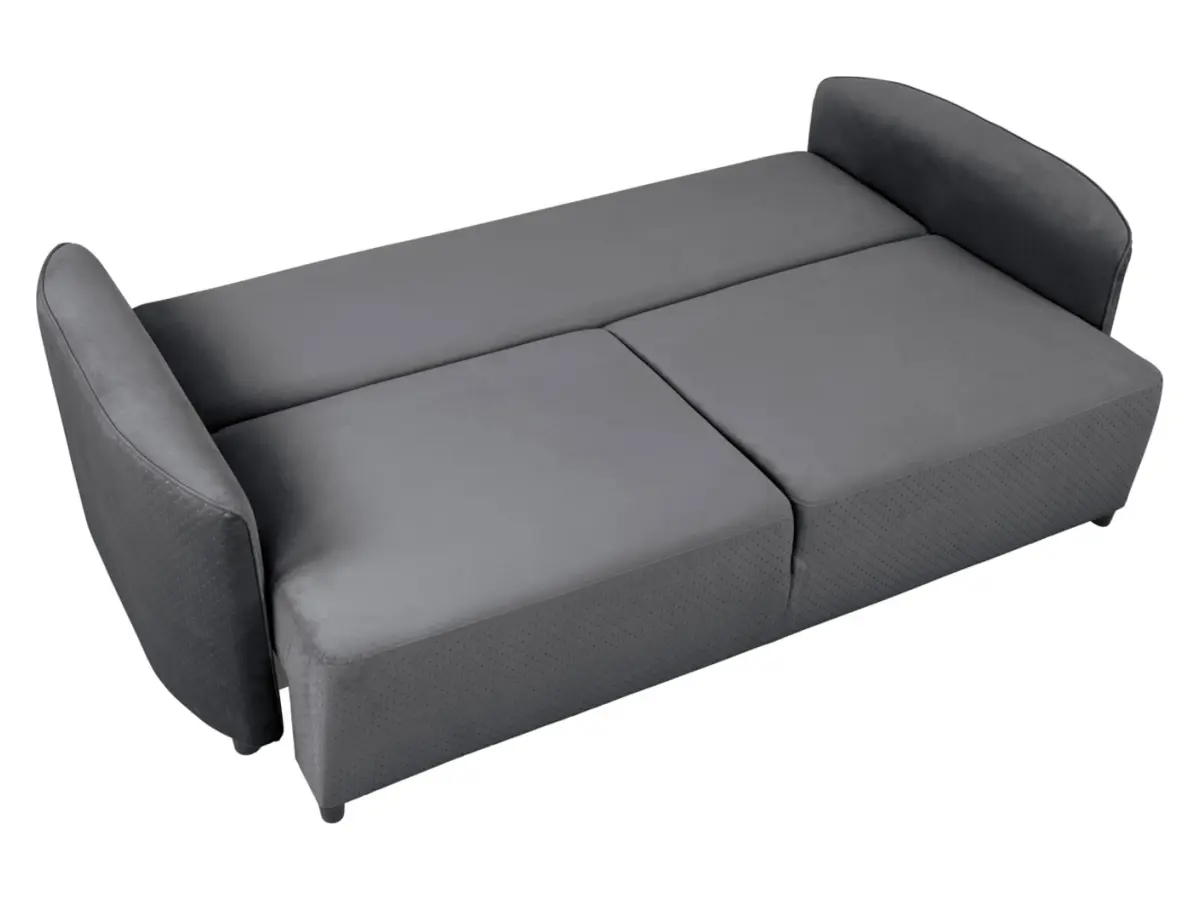 Sofá cama de tres plazas Akaro plegable con contenedor, terciopelo gris
