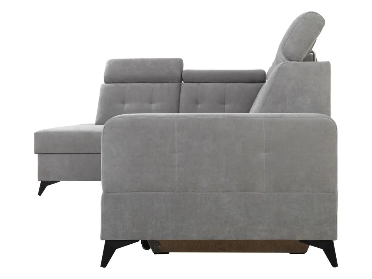 Sofá rinconera izquierdo Amado convertible con arcón gris