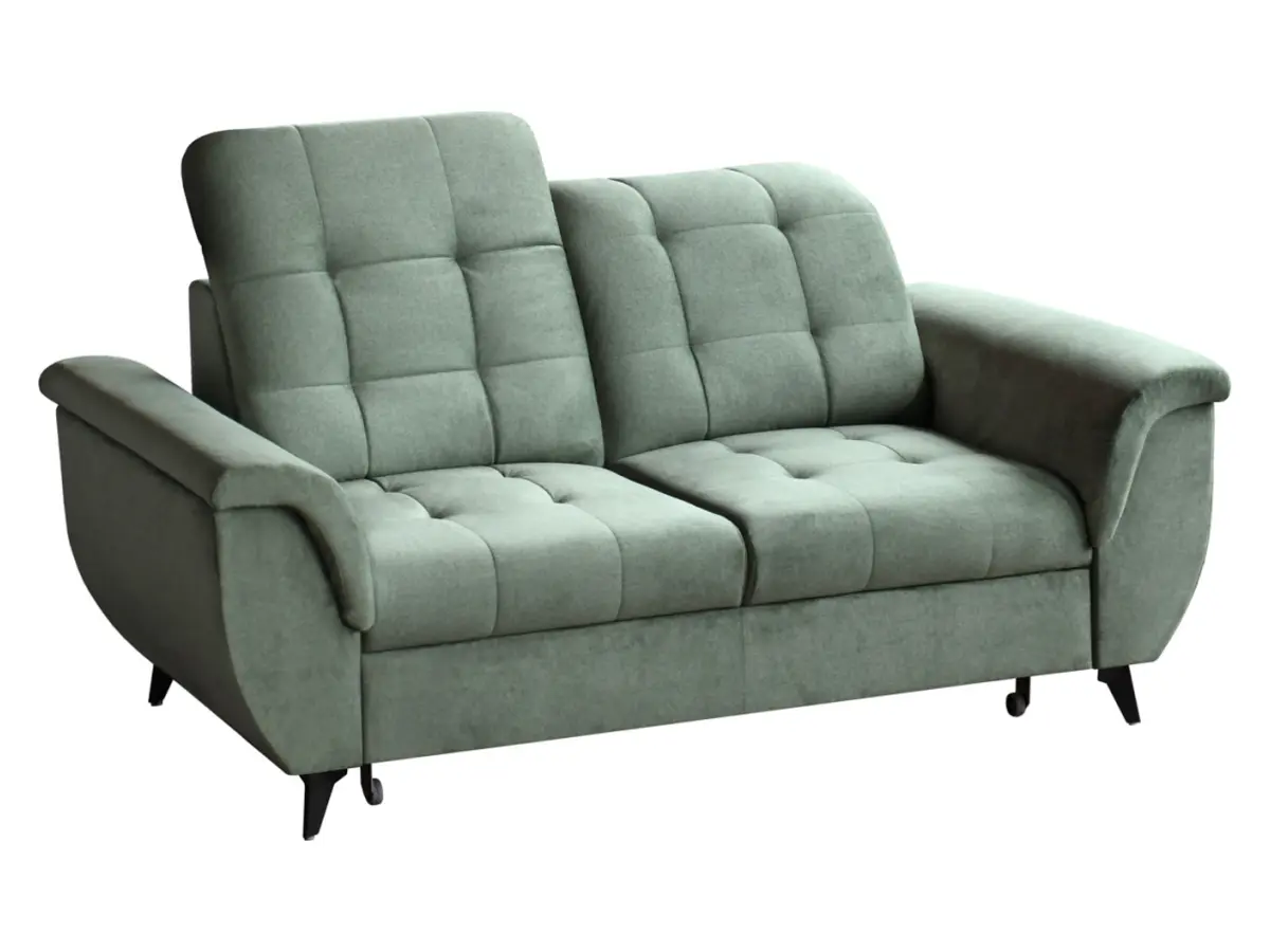 Sofá de dos plazas Doria con arcón de terciopelo verde
