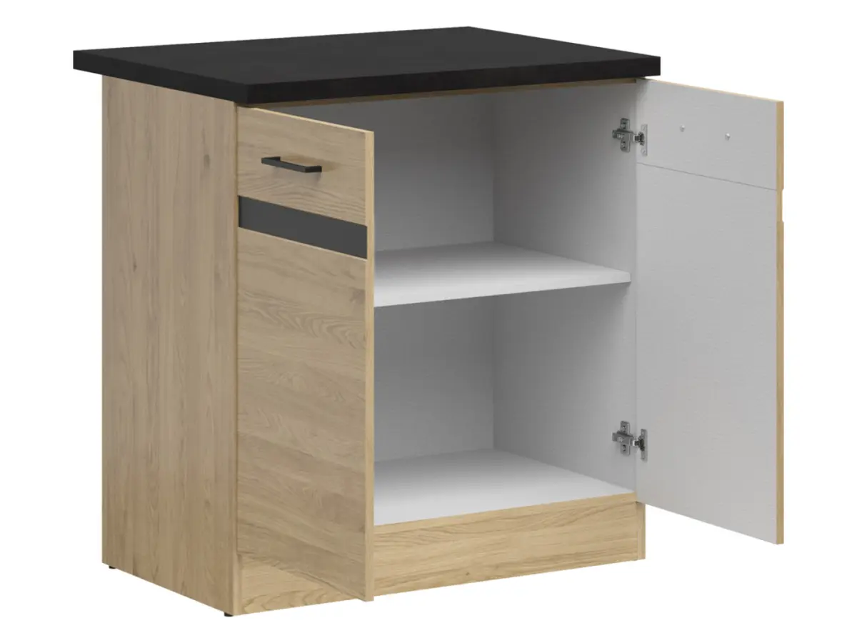 Mueble bajo de cocina Junona Line 80 cm de dos puertas roble bernstein con encimera