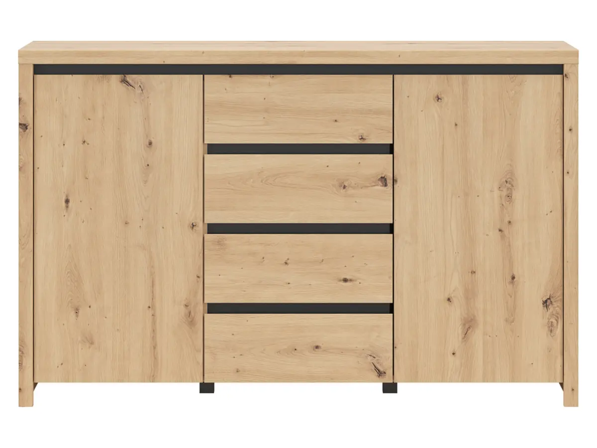 Комод Larios 143 см с 2 дверцами и 4 ящиками дуб артизан/черный