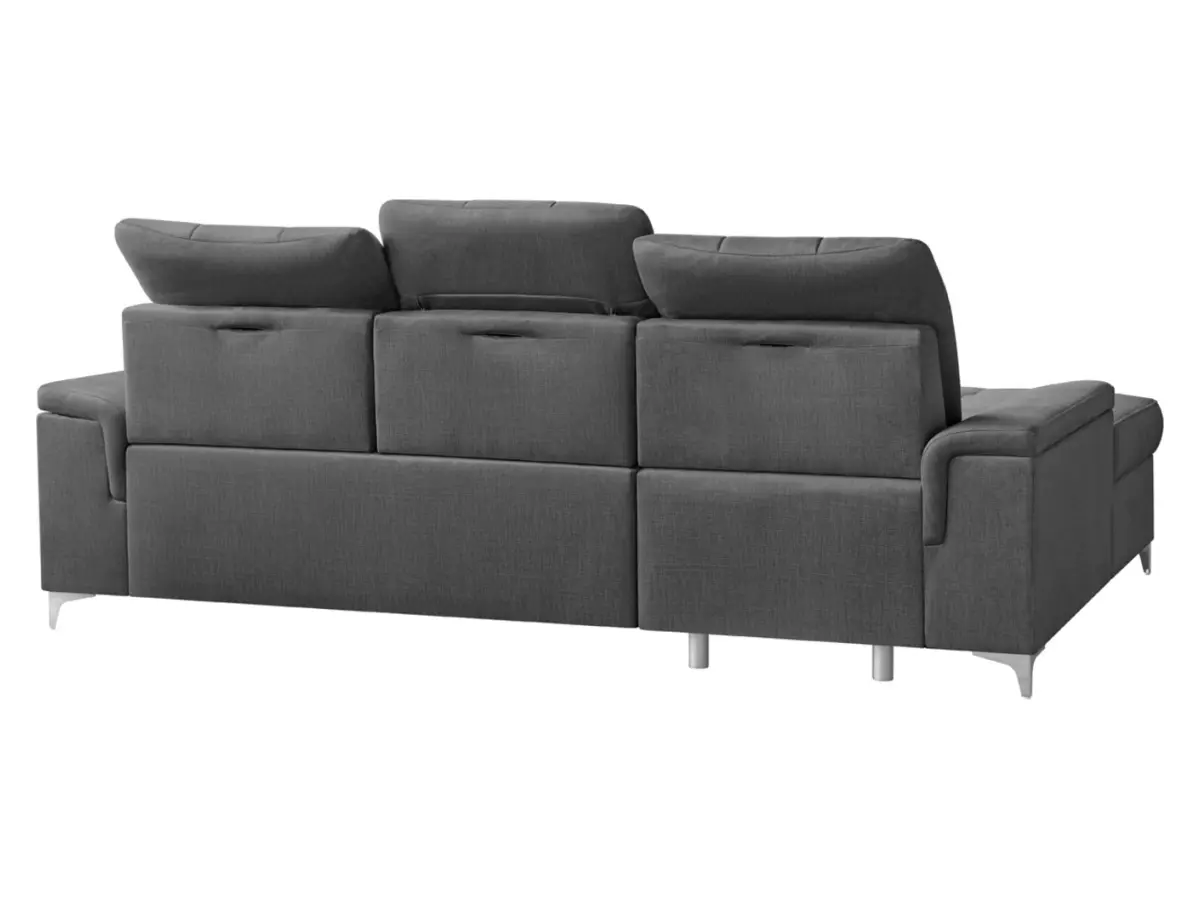 Sofá rinconera izquierdo Ariado plegable con arcón terciopelo gris