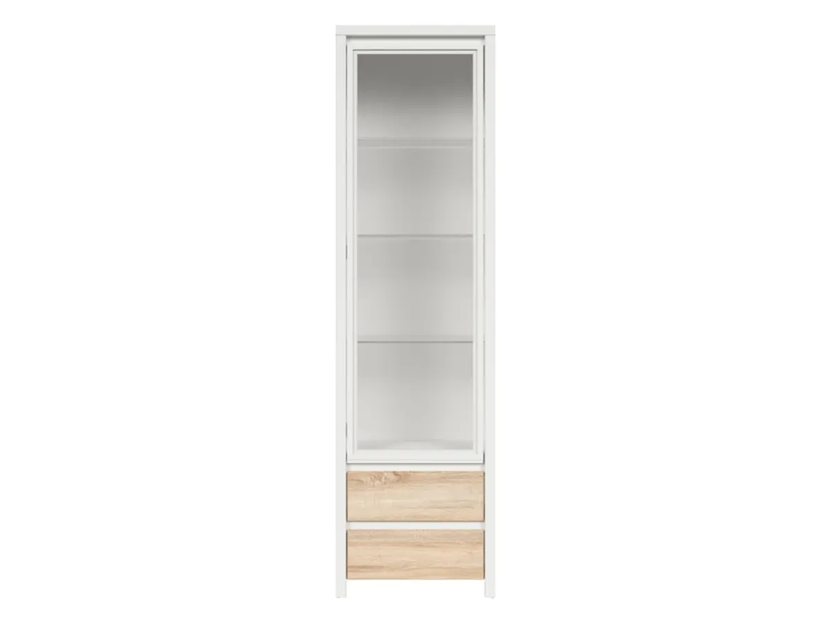 Vitrina Kaspian 56 cm con puerta y 2 cajones blanco/roble sonoma