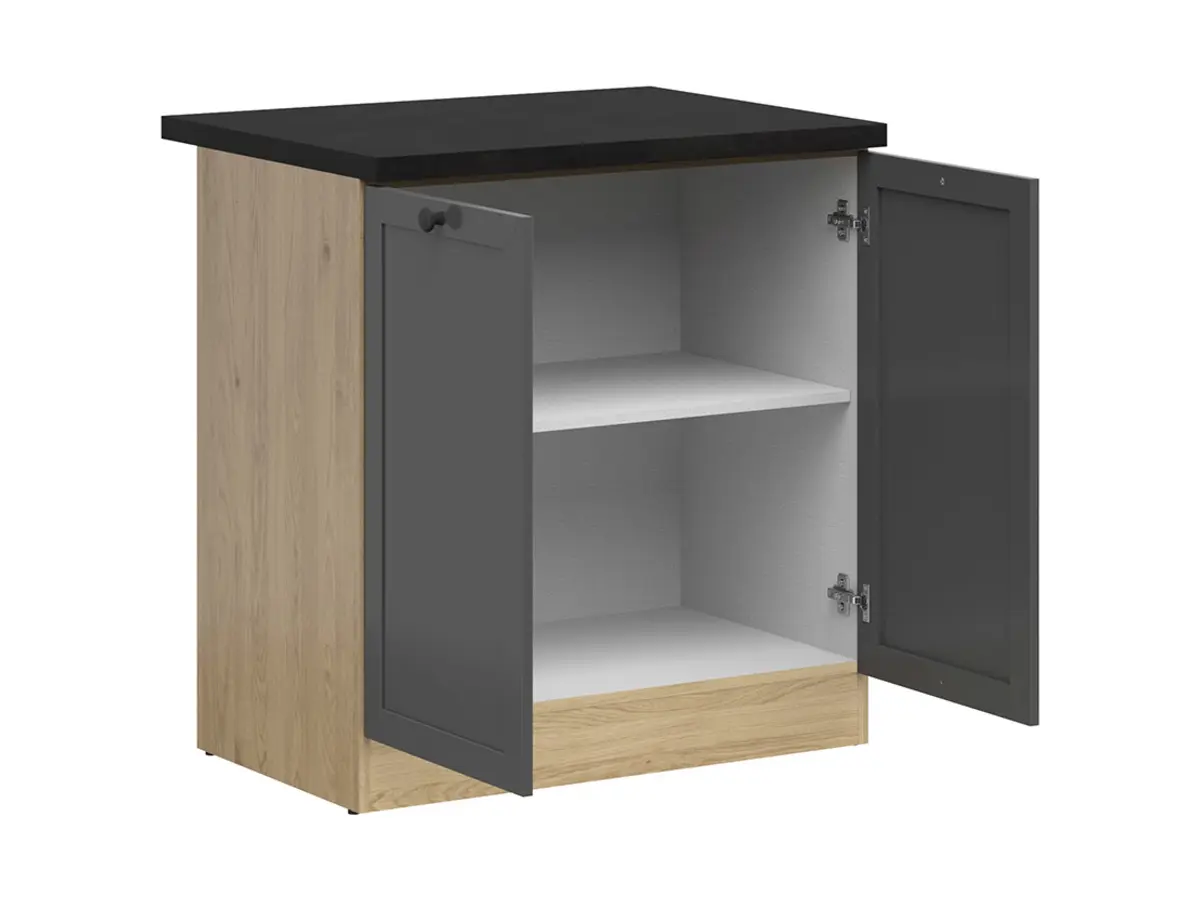 Mueble de cocina bajo Junona Line 80 cm de dos puertas grafito con encimera