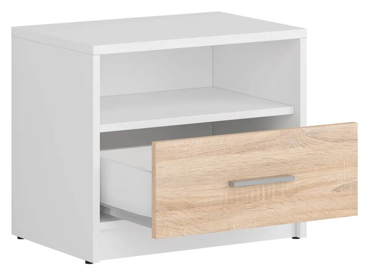 Mesita de noche Nepo Plus 49 cm con cajón blanco/roble sonoma