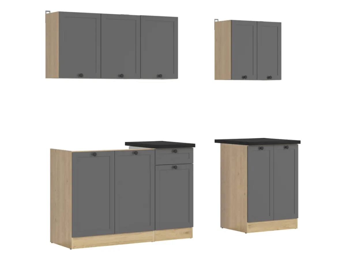 Conjunto de cocina Junona Line A 180 cm grafito con encimera