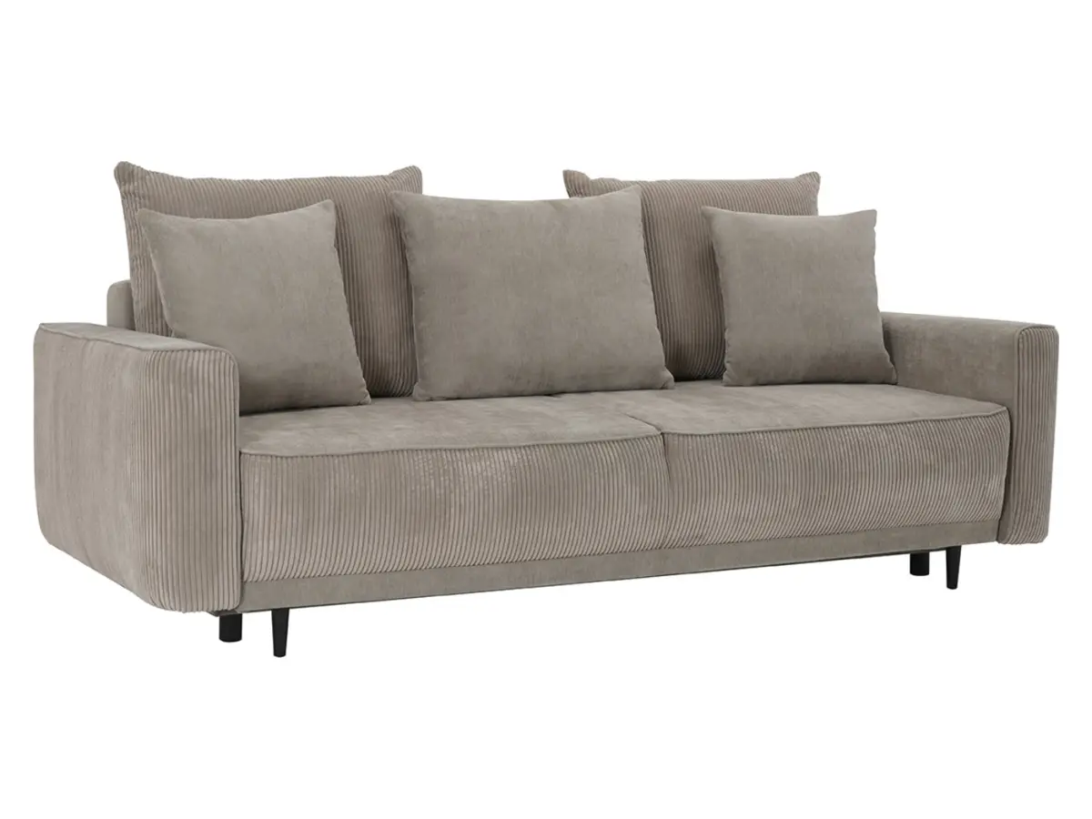 Sofá de tres plazas Larisa 2 convertible con arcón, chenilla beige