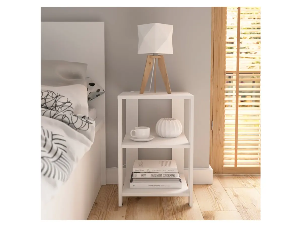 Mesa rectangular Neno 35x37 con estantes blanca