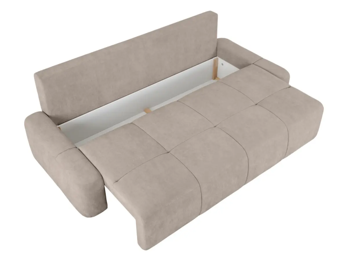 Sofá de tres plazas Hello convertible con arcón taupe