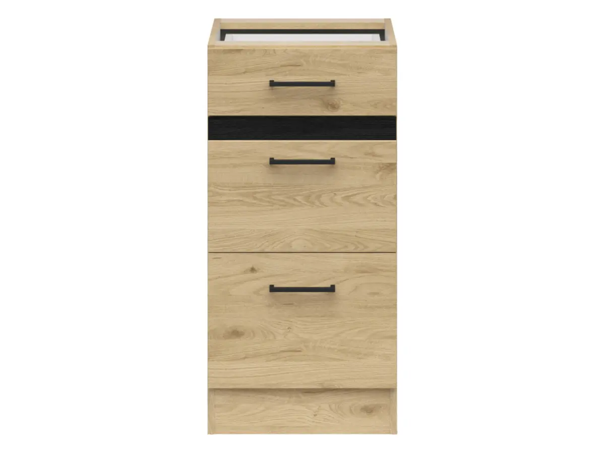 Armario bajo de cocina Junona Line 40 cm con 3 cajones roble bernstein