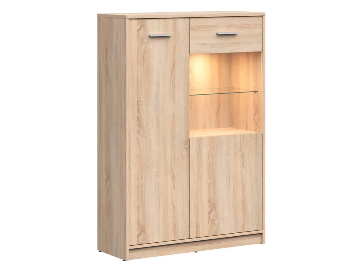 Vitrina Nepo Plus 90 cm con 2 puertas roble sonoma