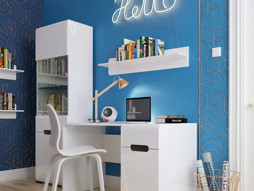 Escritorio Azteca Trio 120 cm con puertas y cajones blanco