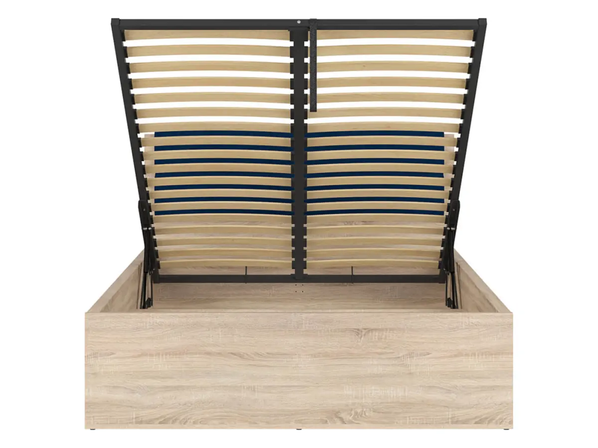 Cama Tetrix 140x200 con somier y contenedor roble sonoma